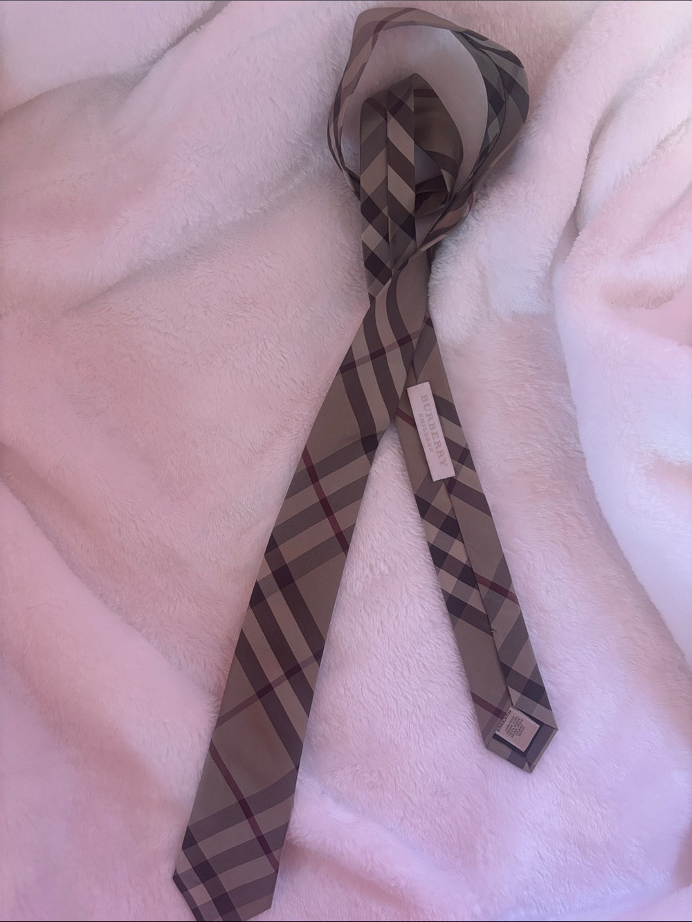 Burberry Kids Plaid Tie in Beige, Brown, Black